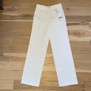 Zara Trouser, “Full Length Pant,” Straight Leg, Size S in White.